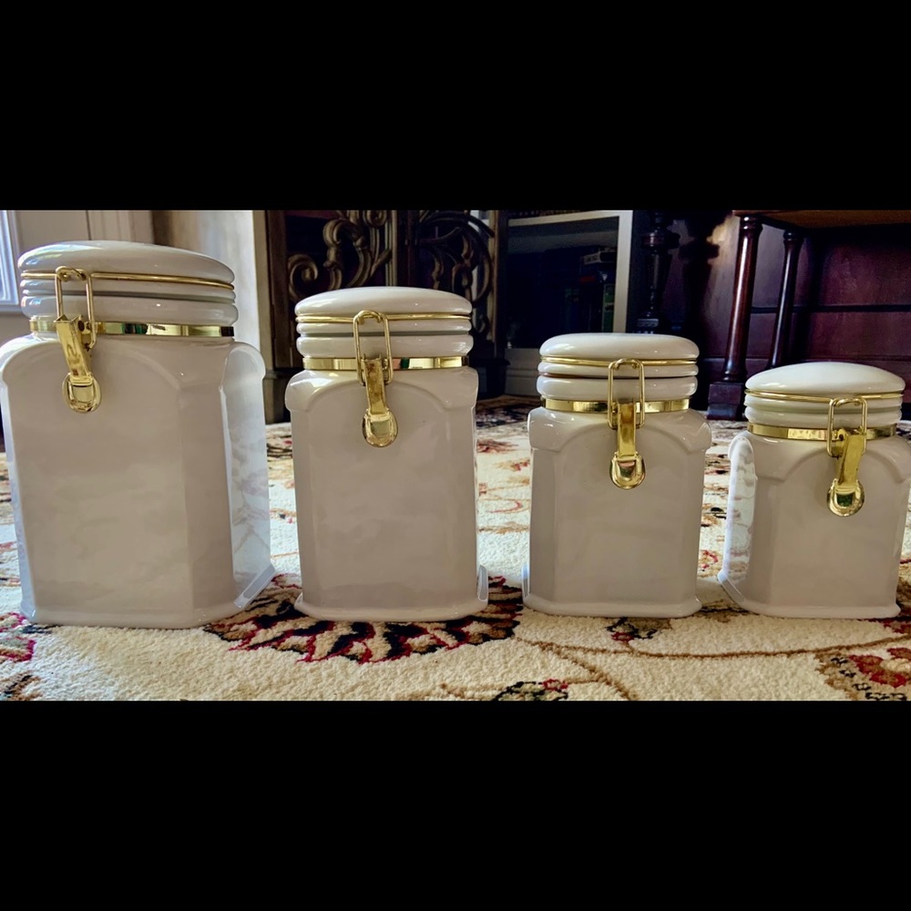 Vintage Heavy Ceramic Kitchen Canister Set